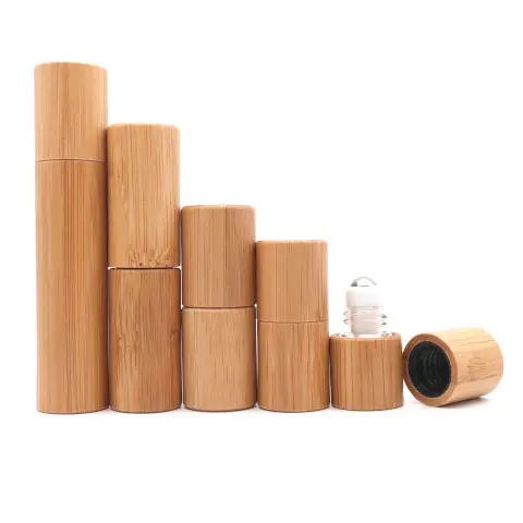Kosmetik Ramah Lingkungan, 1Ml 2Ml 3Ml 5Ml 10Ml 15Ml 20Ml Gulungan Bambu Botol dengan Kaca Di Dalam