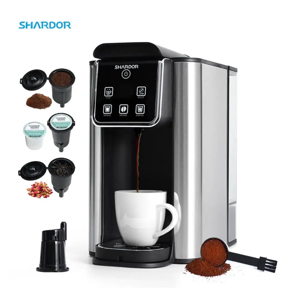 SHARDOR kompakte Einzel-Service-K-Becher-Pod-Kaffeemaschine 50 Unzen großer Wasserspeicher 3-in-1 Kapsel-Kaffeemaschine