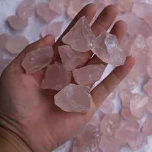 Natural quartz rough pink crystal healing stones rose quartz tumble stone