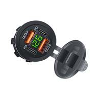 Toma de Corriente USB para Automóviles, Barcos y Embarcaciones Marinas de 12V-24V, Toma de Corriente USB Doble A + Doble Tipo-C, Enchufe de Carga USB