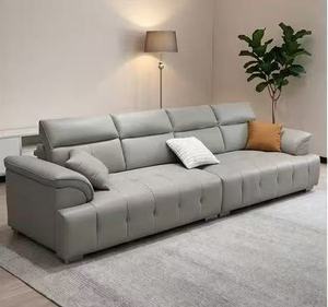 Sofá de Cuero Genuino de Diseño Italiano de Lujo, Moderno, con Mechones Tipo Biscuit, Mueble Funcional Modular para Sala de Estar con Asiento Profundo - Product Image 1