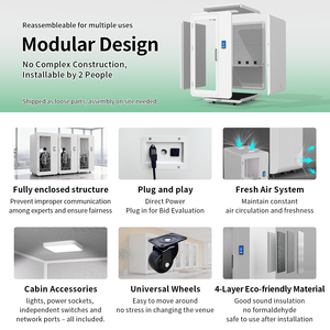Cabine insonorisée sécurisée pour évaluations d'appels d'offres, bureau, salle de réunion, salle privée, salle d'enchères, salle confidentielle, ventilation, LED, CE, hôtel, centre commercial - Product Image 2