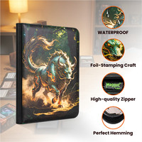 Album de cartes TCG Green Flame Bull pour collectionneurs de cartes, classeur de cartes à collectionner à 9 pochettes, 20 pages, couverture en PU, fermeture éclair dorée