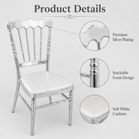 Chaise de banquet empilable pour hôtel et événements, style Napoléon, argentée électroplaquée, anti-rouille nano, prix d'usine