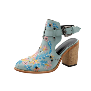 Sandalias de Tacón Alto Retro Vintage para Mujer, Estilo Étnico de Verano, Tacón Grueso, Sandalias Bordadas, Tendencia de Moda Primavera Invierno - Product Image 4