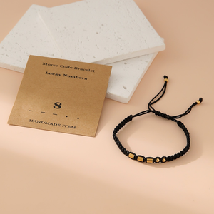 Songfu, nuevo estilo, cuerda trenzada de nailon, cuentas de acero inoxidable con números de código Morse, nudo plano, pulseras tejidas hechas a mano para parejas - Product Image 4