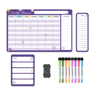 Kalender magnetik penghapus kering Planner Whiteboard dengan Aksesori termasuk pena magnetik dan penghapus