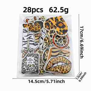 Nuevo parche termoadhesivo bordado vintage con patrón de leopardo de dibujos animados, diseño de dulce, zapatilla, lazo, besa-me, gafas de sol y perfume para el Día de San Valentín - Product Image 2