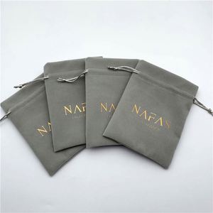 QC Brand Grey Reusable Plush Velvet Perfume Gift <b>Drawstring</b> <b>Bag</b> Protective <b>Canvas</b> Pouch Rope Handle 13x16cm for Cosmetics - Product Image 2