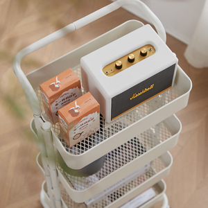 Chariot de rangement portable en acier au carbone multicouche, organisateur de <span class=keywords><strong>cuisine</strong></span> à roulettes amovible pour les collations, le salon et la maison - Product Image 3