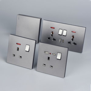 Mehrere Stile 86 Typ Universal 5-polige Schalter buchse mit Neonlicht buchse mit USB-Doppelwand-Netzschalter mit Zertifizierung - Product Image 2