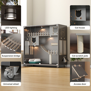 Villa de Lujo para Gatos de Madera Maciza con Gran Espacio, Nueva Jaula Cerrada a Prueba de Humedad con Rascador, Muebles para Gatos de Interior - Product Image 5