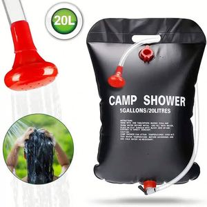 Sac de douche solaire portable 20L/5 gallons pliable et amovible pour camping et extérieur, chauffe-eau pour le bain - Product Image 1