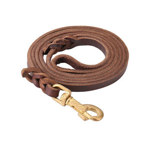 رموش كلب مضفرة قوية من جلد البقر الأصلي بدون سحب بإبزيم نحاسي - Product Image 6