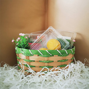 Easter Bamboo Woven <b>Storage</b> <b>Basket</b> Round Handmade Desktop Home Decoration - Product Image 1