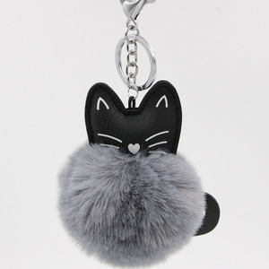 Dessin animé Kitty moelleux <span class=keywords><strong>pompon</strong></span> <span class=keywords><strong>porte</strong></span>-clés en plastique souple chat peluche <span class=keywords><strong>porte</strong></span>-clés sac breloques bricolage Animal fourrure Pom Pom <span class=keywords><strong>porte</strong></span>-clés - Product Image 1