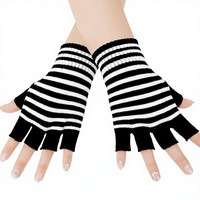 Mitaines rayées sans doigts, tricotées pour l'hiver, style Goth Emo, chauffe-bras pour femmes et hommes A06-1