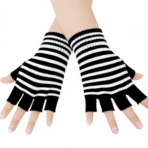 Mitaines rayées sans doigts, tricotées pour l'<span class=keywords><strong>hiver</strong></span>, style Goth Emo, chauffe-bras pour femmes et hommes A06-1 - Product Image 1