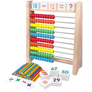 Juguete Educativo de Madera para Aprender Matemáticas, Abaco con Cuentas para Sumar y Restar, Material Didáctico para Niños de Primaria - Product Image 1