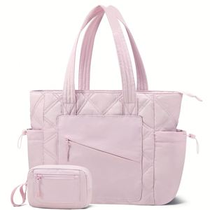 Hot Sale Shopping Bag Puffer Casual Shoulder Bag with Cup Holder and Laptop Compartment for Travel Work Gym Handbags - Product Image 1