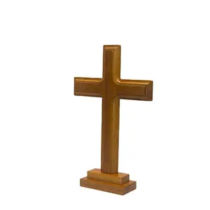 Wholesale Handmade Jesus Christian Craft Stand Base Wooden Cross