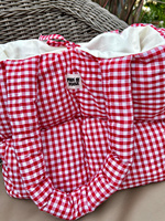 Grand sac fourre-tout matelassé en tissu écossais rouge, mignon et moelleux, fait main, avec rembourrage doux, sac à bandoulière