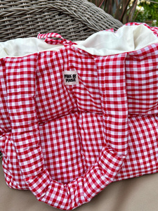 Grand sac fourre-tout matelassé en tissu écossais rouge, mignon et moelleux, fait main, avec rembourrage doux, sac <span class=keywords><strong>à</strong></span> bandoulière - Product Image 1