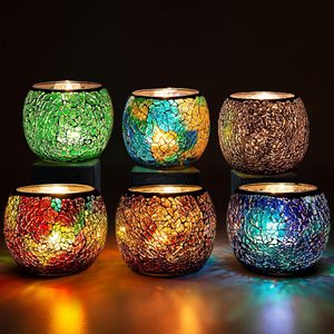 Portavelas de luz de té, frascos de vidrio de mosaico hechos a mano, candelabro romántico para hacer velas - Product Image 2