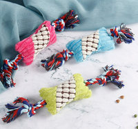Jouet en peluche pour chat et chien, résistant aux morsures, en coton et corde, avec broderie créative promotionnelle en forme de bonbon, pour le divertissement et la santé dentaire des animaux de compagnie