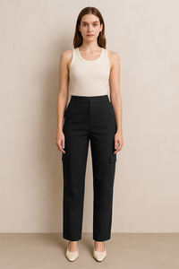 กางเกงคาร์โก้เข้ารูปปกติผ้าปักลายทนทานเป็นมิตรกับสิ่งแวดล้อมสีดำขนาด S M L XL XXL - Product Image 3