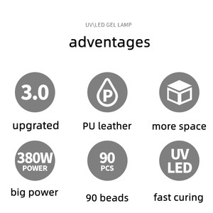 מנורת ציפורניים uv בעוצמה גבוהה 380w 2 ב-1 עם משענת זרוע של חומרים חדשים מחיר טוב תחנת מייבש לק - Product Image 6