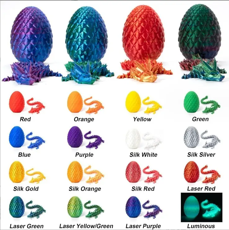 High Quality Customized 3D Printed Multi-Color Chinese Dragon Creative Ornaments Crystal Dragon Eggs