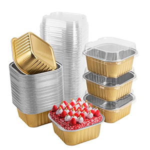 Gobelet à gâteau carré multifonctionnel de 112-230 ml, paroi lisse, bol de cuisson en aluminium coloré avec couvercle à fermeture hermétique - Product Image 1
