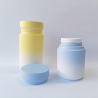 Bouteilles d'emballage en capsule PET vides de 80 à 120 ml, 100 % PCR, pots personnalisés à dégradé de couleur avec couvercles, bouteilles écologiques pour pilules et vitamines de pharmacie