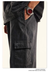 100% Cotton 358G Sweatpants Plain Flare Wide Leg Cargo Joggers Pants Cotton Mens Casual Jogging Sportswear Joggers De Hombres - Product Image 5
