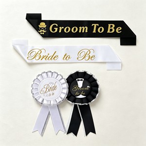 ชุดเข็มกลัดและสายสะพายสำหรับเจ้าบ่าว ประกอบด้วยสายสะพายผ้าซาตินพร้อมเข็มกลัดรูปตรา "Groom to Be" สำหรับงานปาร์ตี้ งานหมั้น และงานแต่งงาน - Product Image 6