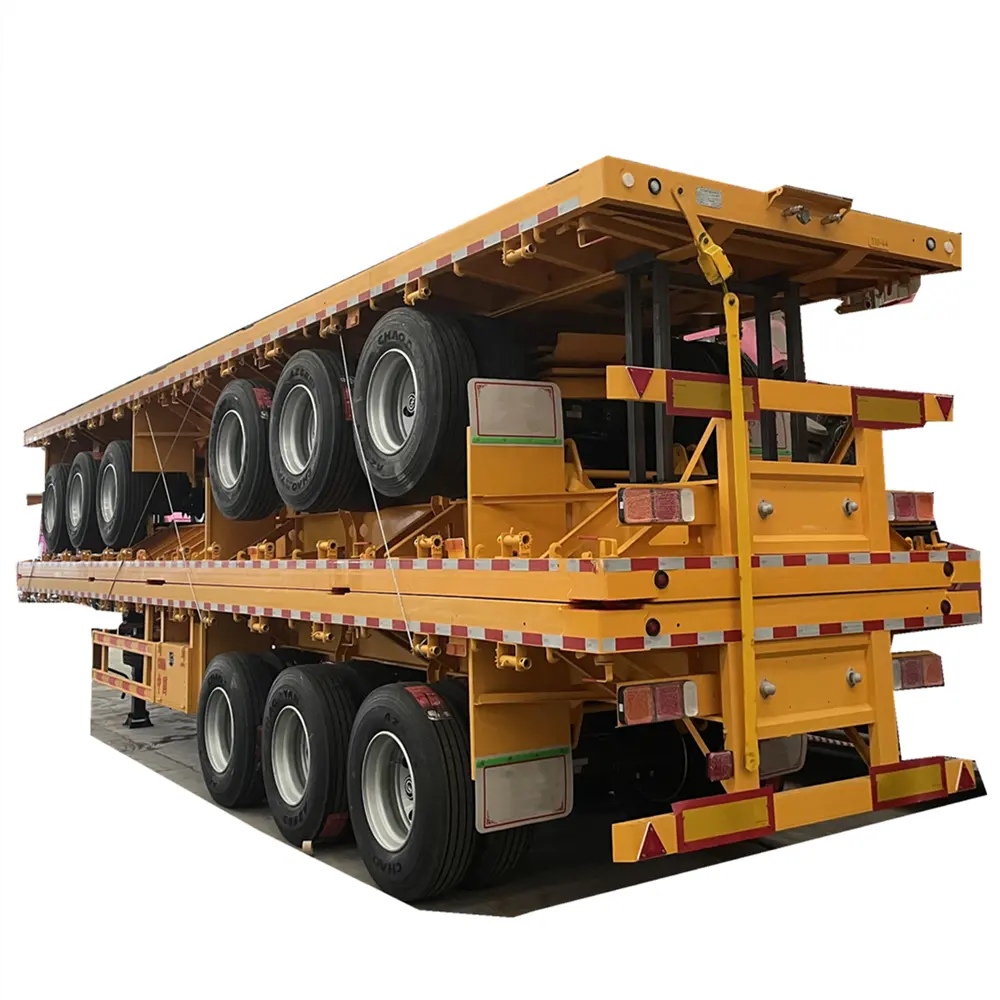 שטוחה משאית קרוואן 50 טונות 40ft שטוחה משאית קדימונים שלד מטען 20ft מיכל קרוואן למכירה