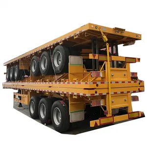 Flatbed Truck Trailer 50 Tons 40ft Flatbed Truck Trailers Skeleton Cargo 20ft Container Trailer For Sale