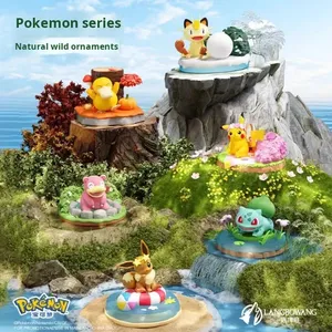 Ensemble d'ornements à thème naturel Pokémon authentiques, figurines Pikachu, figurines d'action de style anime de haute qualité, cadeaux mignons pour les fans - Product Image 1