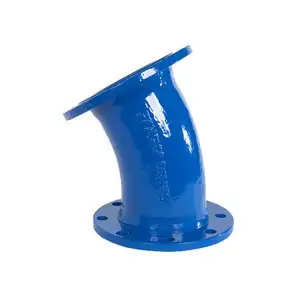 ISO2531 Ductile Iron Pipe Fitting Double Flange 45 90 degree Elbow Bend for Water Pipe