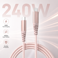 Cable USB 4.0 Tipo-C de 240W y 40GB, 1m, Recubrimiento de Níquel, Tela de Nailon, Carga Rápida de 5A, Duradero, Multifuncional, para Teléfono Móvil y Portátil