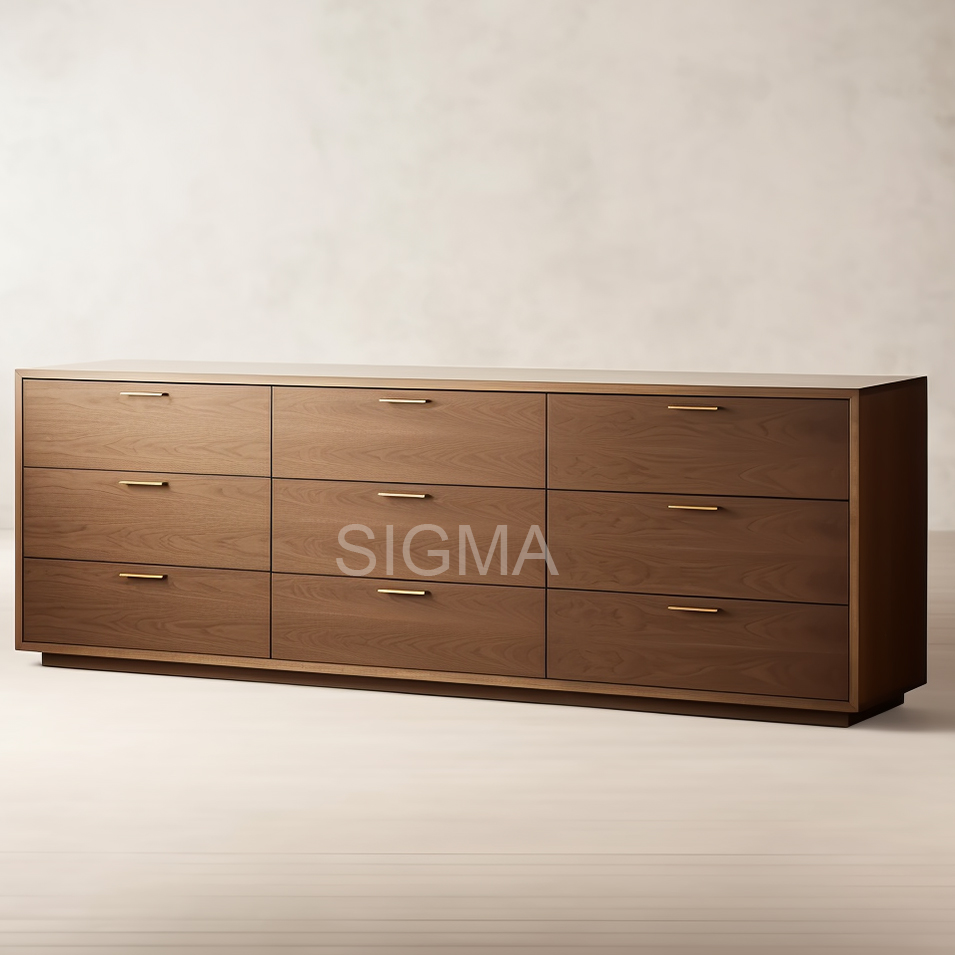 High-end vintage solid wood Indoor furniture living room furnitures beside table 9 drawers cabinet