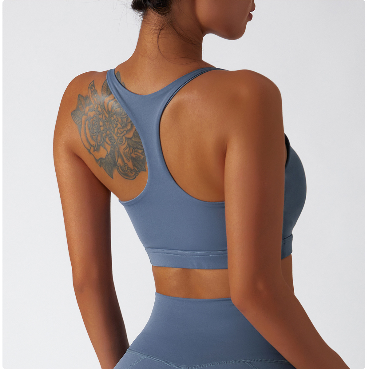 2022 Sustainable Recycled I-Shaped Racer Back Sports Bra for Women Breathable Gym Yoga Tops with Built-in Bra