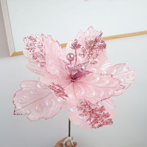 Glitter in seta artificiale rosa rosa fiori di <span class=keywords><strong>natale</strong></span> impermeabile fatto a mano moderno <span class=keywords><strong>buon</strong></span> <span class=keywords><strong>natale</strong></span> decorazione per la casa decorazioni per la casa - Product Image 1