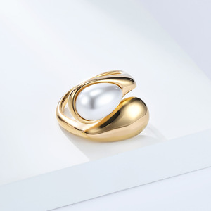 Anillo de Ojo de Tigre en Forma de Lágrima para Mujer, Chapado en Oro de 18K, Bisel de Acero de Titanio, Joyería para Fiesta, Diseño Geométrico de Gota de Agua - Product Image 4