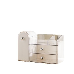 Cosmetic Storage <b>Box</b> Drawer Style <b>Makeup</b> Organizer With Brush Holder Desktop Organizer For Skincare And <b>Makeup</b> Tools - Product Image 5