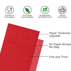 Lot <span class=keywords><strong>de</strong></span> 50 serviettes jetables en tissu rouge avec poche intégrée pour couverts, serviettes en tissu pour Noël, mariage, dîner ou fête - Product Image 3