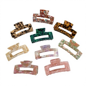 BSCI & GRS fábrica al por mayor Ins estilo coreano 10,5 cm acetato pinzas para el cabello Simple mármol rectángulo grande garra pinzas para el cabello para mujeres - Product Image 2