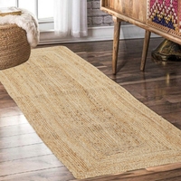 Tapis en jute naturel tressé, motif festonné brodé, fait main, forme rectangulaire, pour la maison et la prière, idéal pour les portes