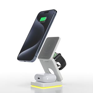 Chargeur sans fil 15W à charge rapide, support magnétique pour montre connectée et téléphone avec lumière LED - Product Image 4